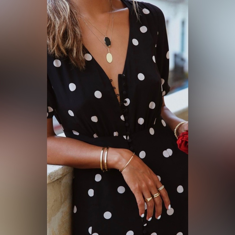 Sézane Robe Sollie Black Polka Dot Ecru FR 34 / US 2 - Picture 10 of 16
